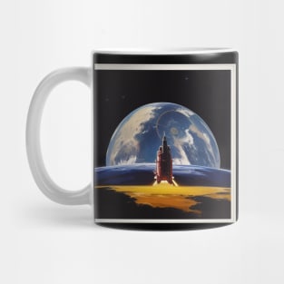 Vintage Space Rocket Moon Launch Mug